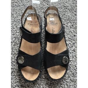Finn Comfort Alanya Shoes Womens Size US 9 Black Sandals Ankle Straps Comfort